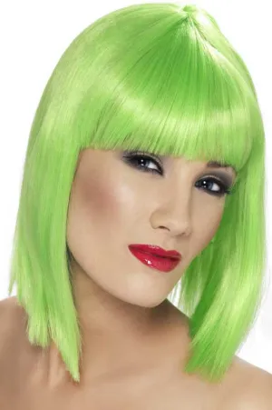 Glam Short Neon Green Costume Wig