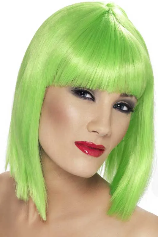 Glam Short Neon Green Costume Wig