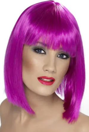 Glam Short Neon Purple Costume Wig