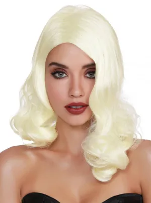 Glamorous Wavy Platinum Blonde Womens Costume Wig