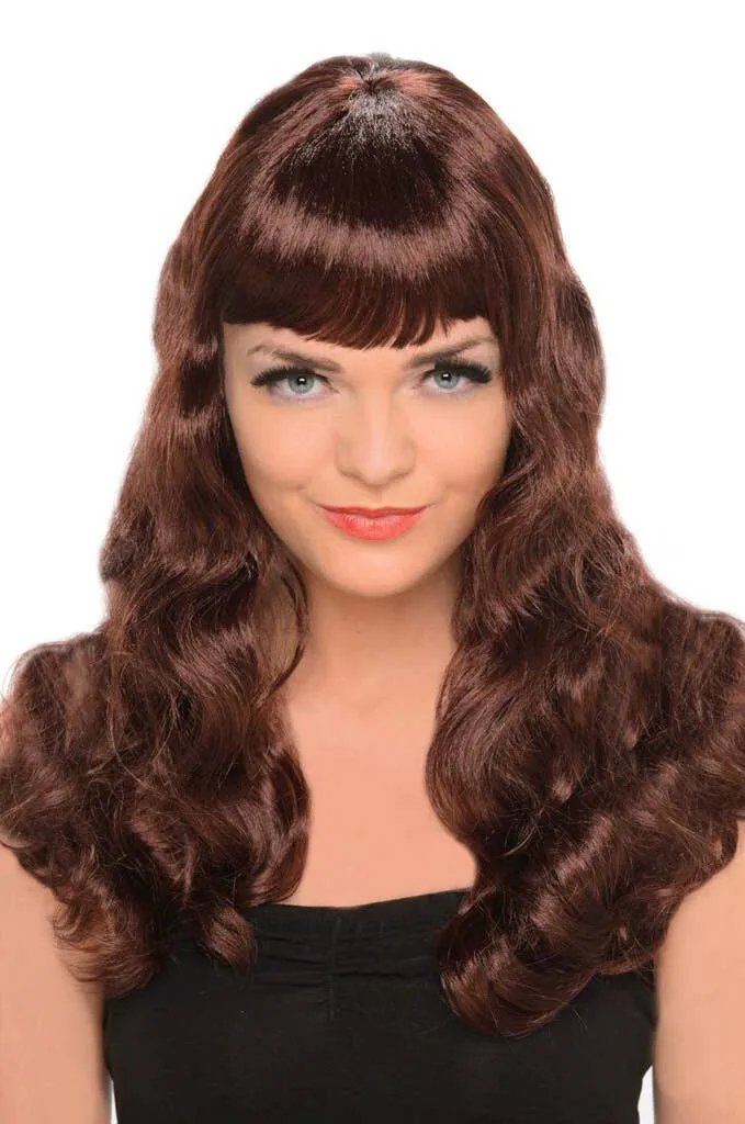 Glamour Wavy Brunette Womens Costume Wig