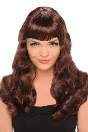 Glamour Wavy Brunette Womens Costume Wig