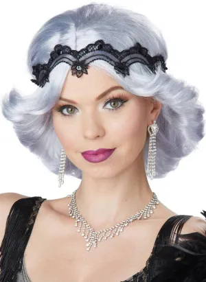 Glamour Womens 20s Gatsby Silver Wig and Headband