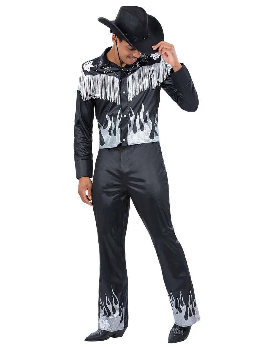 Glamourous Black Cowboy Mens Ken Costume