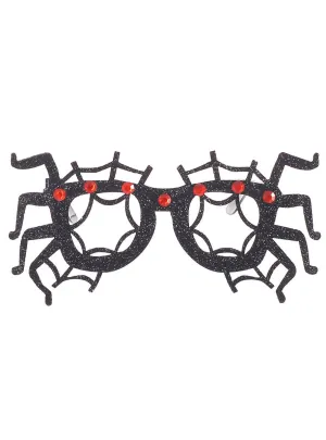 Glitter Black Spider Legs and Web Halloween Costume Glasses