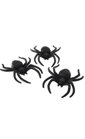 Glitter Black Spiders Halloween Decoration Pack