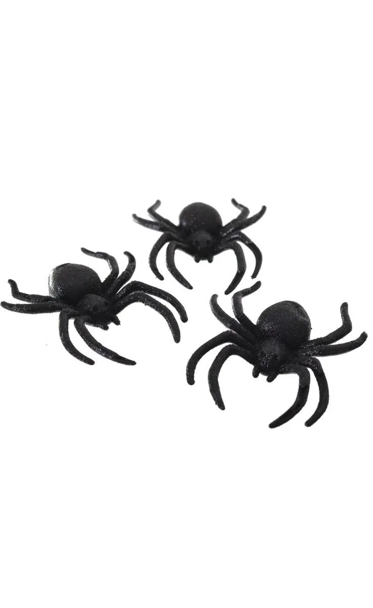 Glitter Black Spiders Halloween Decoration Pack