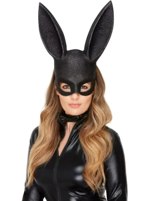 Glitter Bunny Black Costume Mask And Collar Set