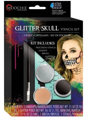 Glitter Skeleton Stencil and Face Paint Makeup Kit