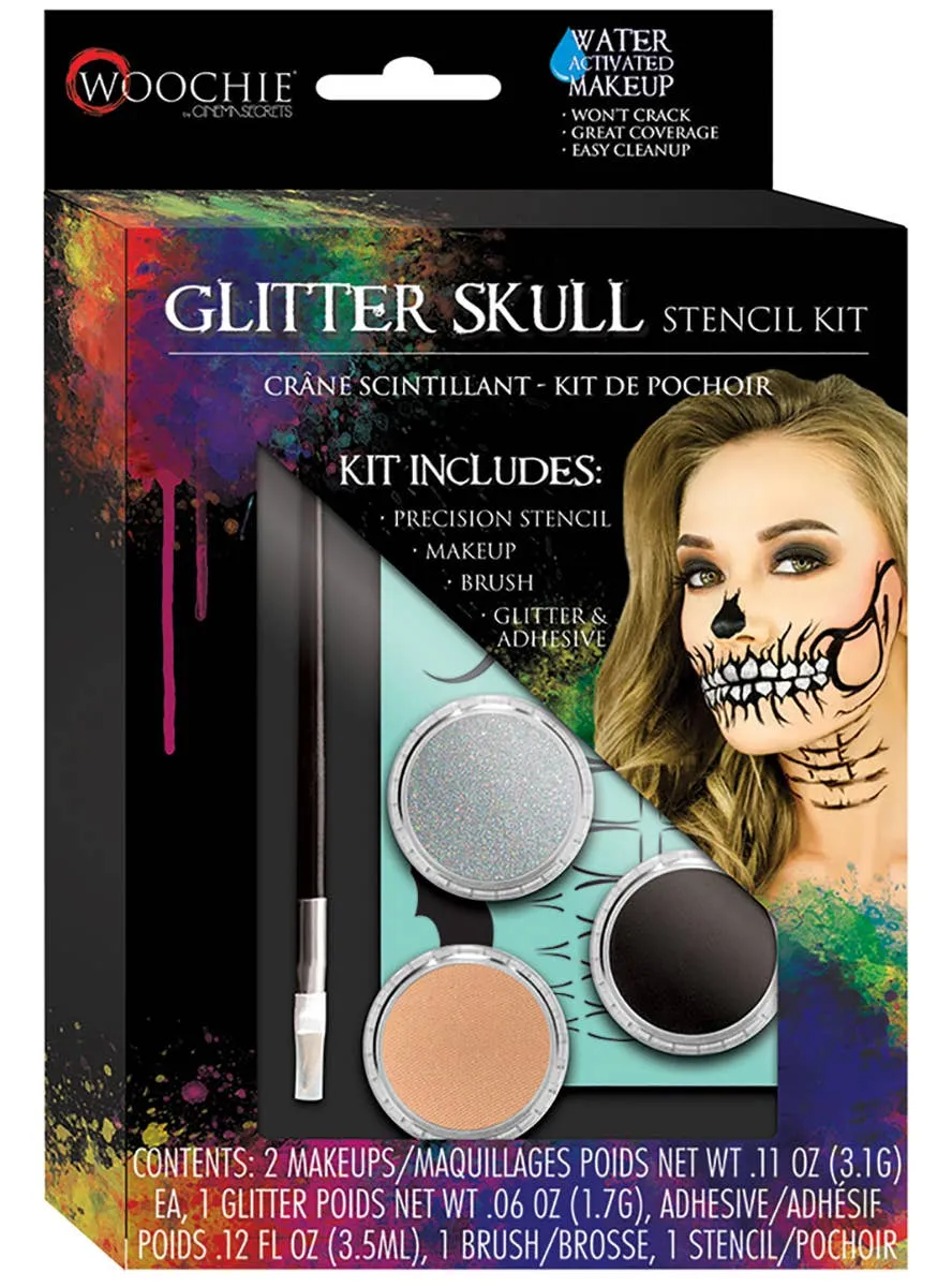 Glitter Skeleton Stencil and Face Paint Makeup Kit