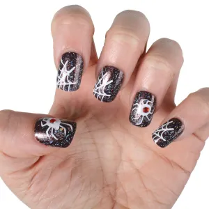 Glitter Spiderweb Halloween Press On Fake Nails