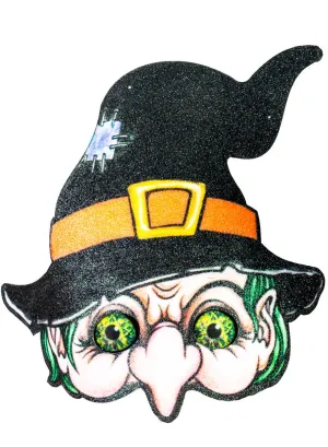 Glitter Witch Face and Hat Halloween Costume Mask