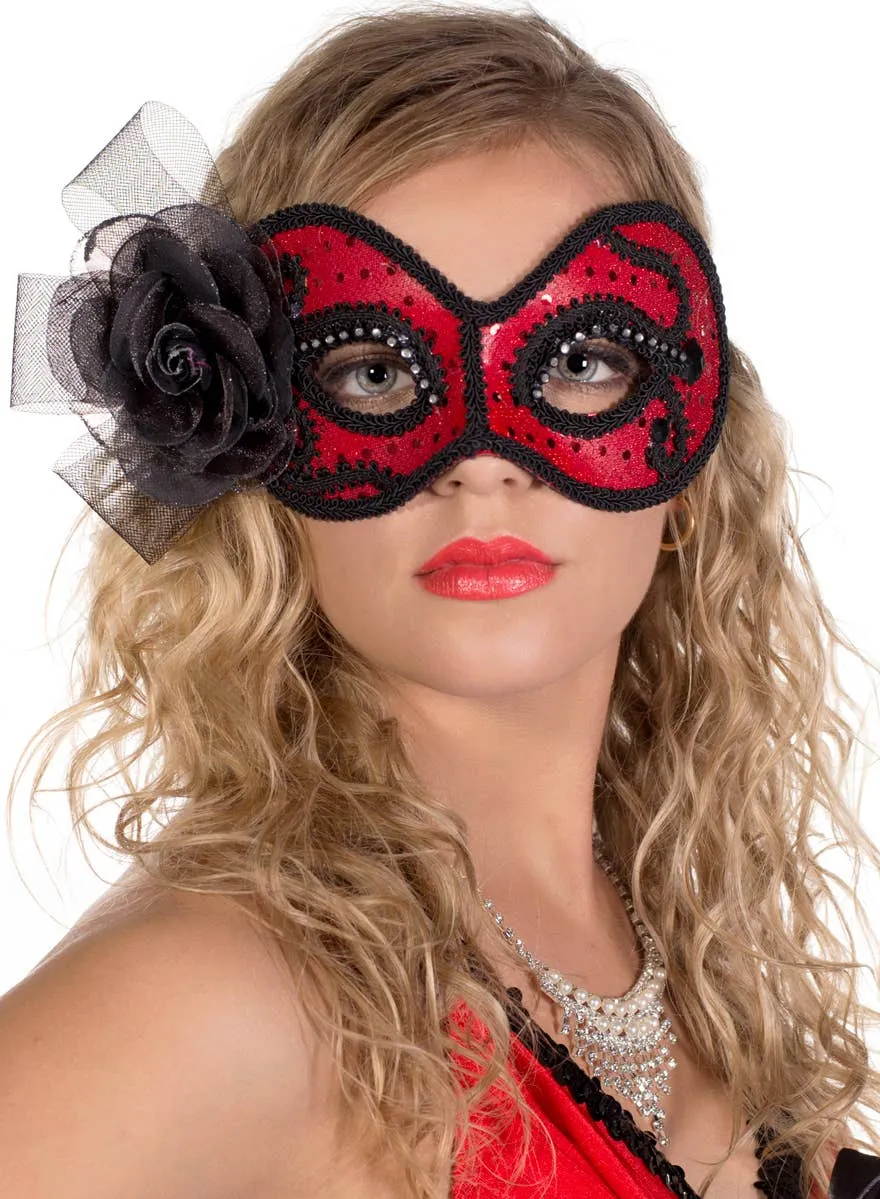 Glittering Senorita Red Masquerade Mask