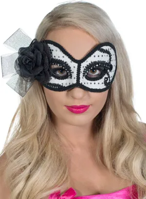 Glittering Senorita Silver and White Masquerade Mask