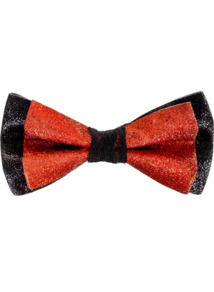 Glittery Black and Red Bow Tie Costume Accessory