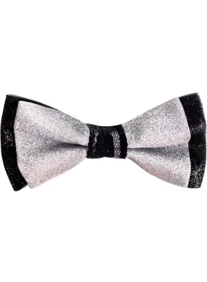 Glittery Black and Silver Bow Tie Costume Accessory