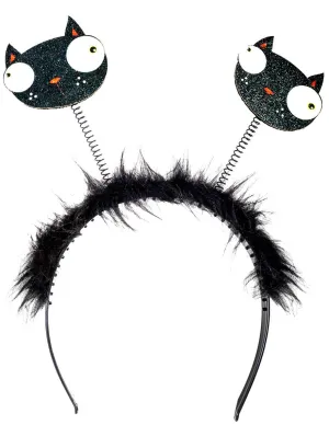Glittery Black Cats Head Bopper Halloween Accessory