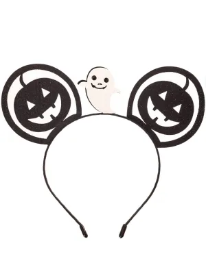 Glittery Black Pumpkin Mouse Ears Halloween Costume Headband