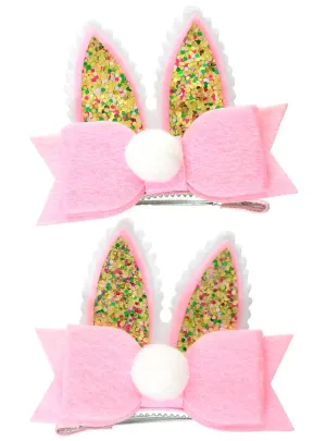 Glittery Easter Bunny Ears Hair Clips