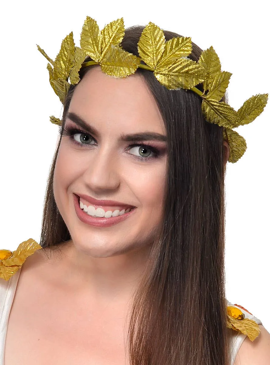 Glittery Gold Roman Laurel Wreath Costume Headband