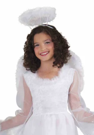 Glittery Kids White Angel Wings and Halo