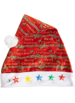 Glittery Merry Christmas Light Up Santa Hat