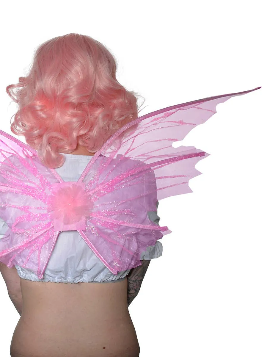 Glittery Pink Fairy Costume Wings