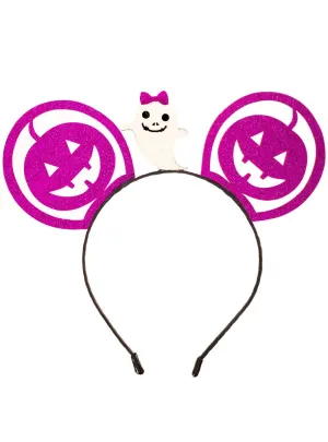 Glittery Purple Pumpkin Mouse Ears Halloween Costume Headband