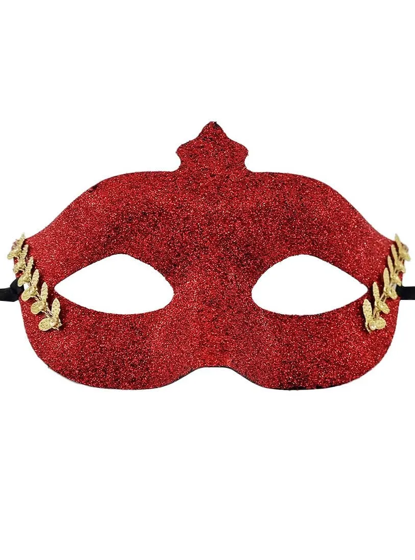 Glittery Red and Gold Masquerade Mask