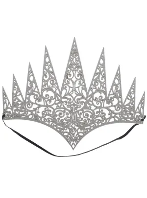 Glittery Silver Foam Queen Costume Crown on Elastic