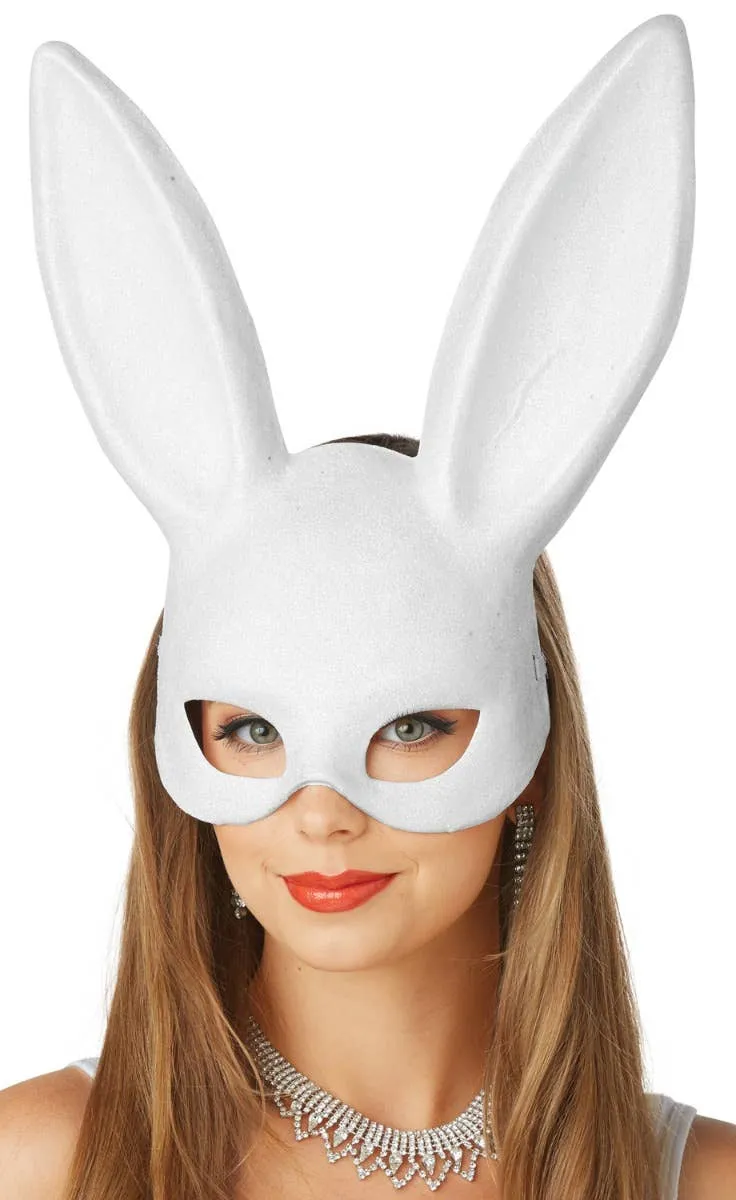 Glittery White Bunny Costume Mask