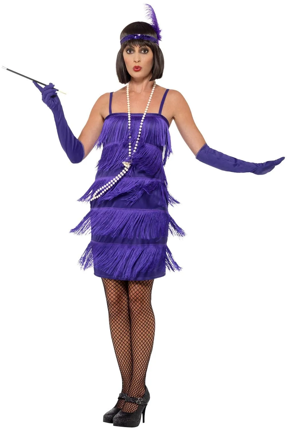 Glitzy Womens Purple 1920s Flapper Dress Costume