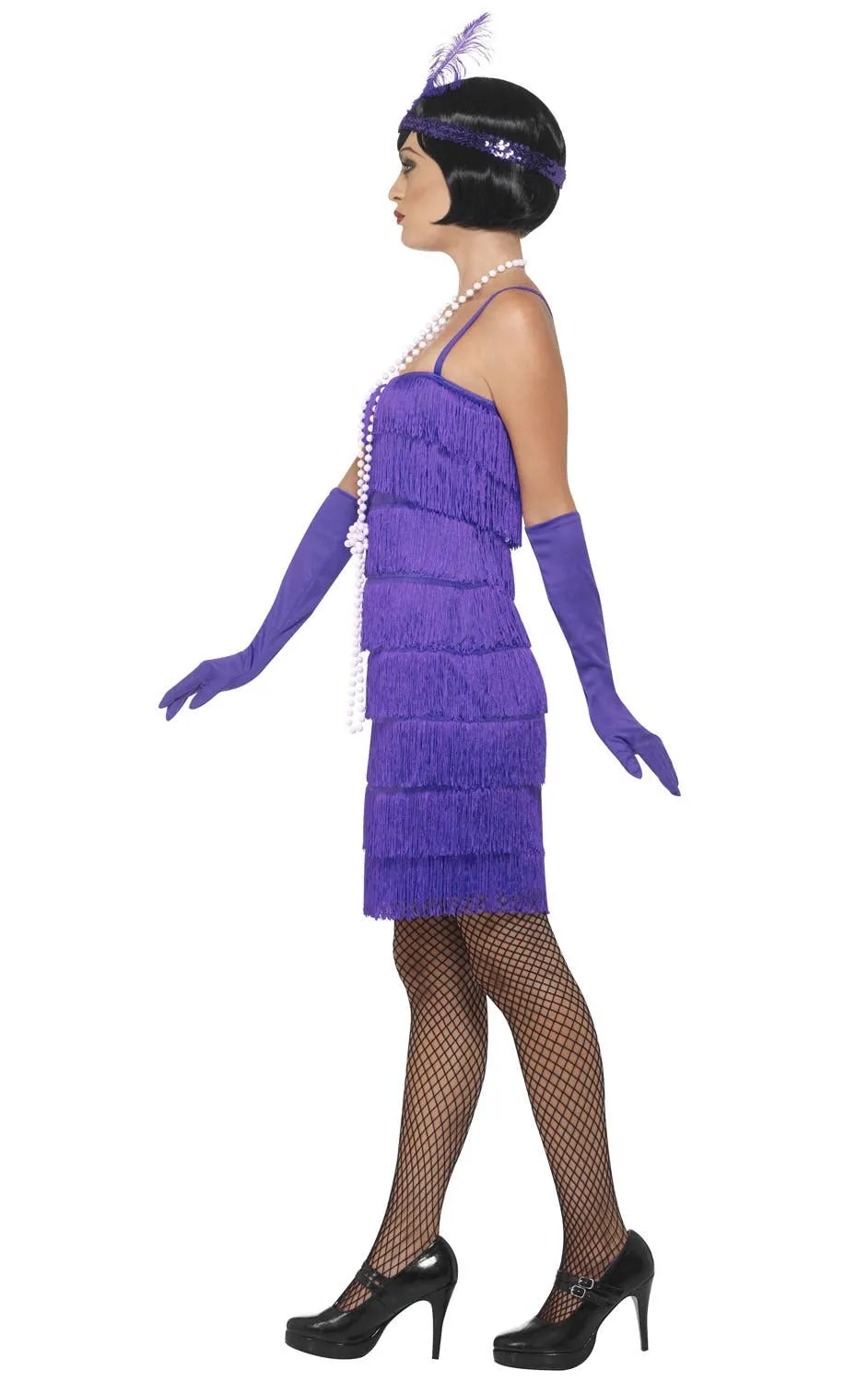 Glitzy Womens Purple 1920s Flapper Dress Costume