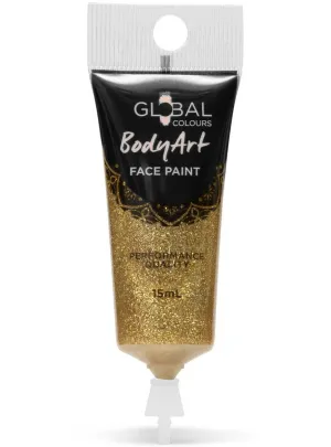 Global Bodyart Gold Glitter 15ml Tube Liquid Makeup