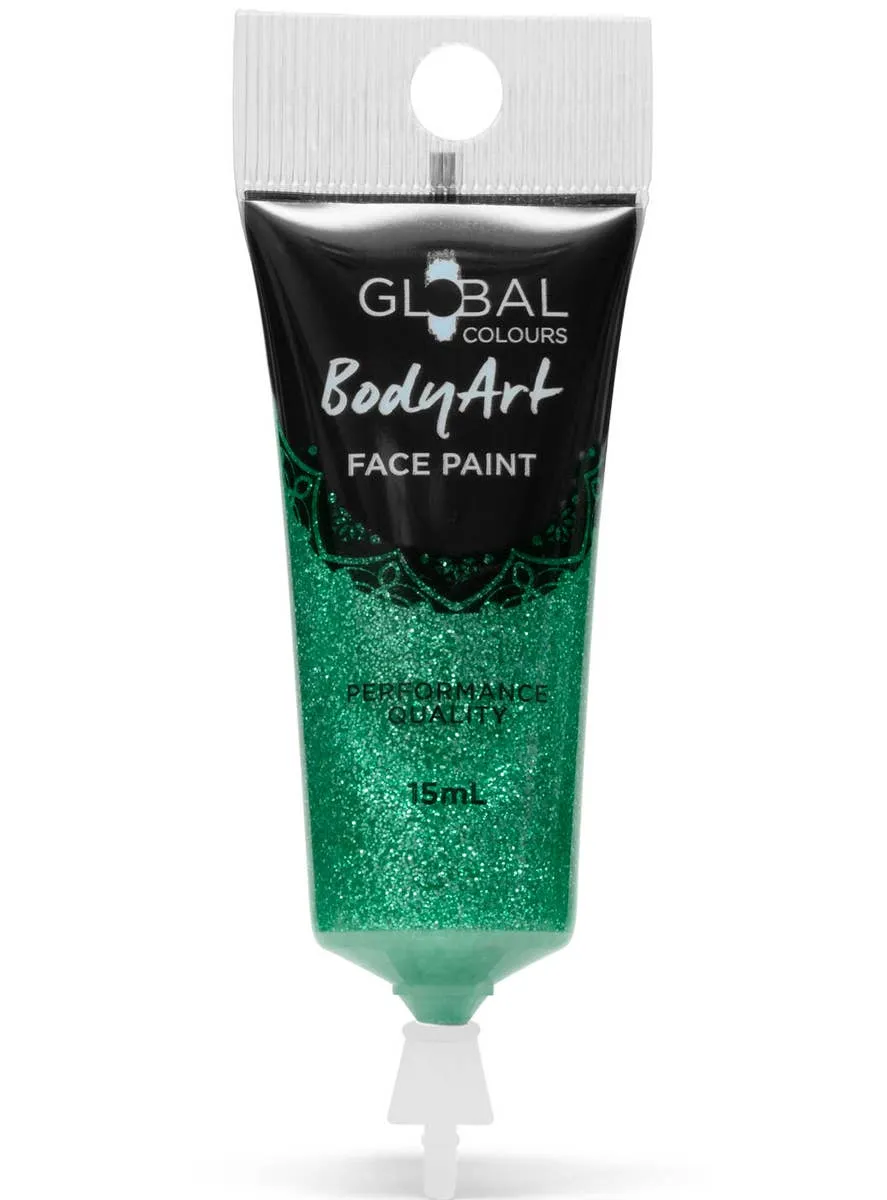 Global Bodyart Green Glitter 15ml Tube Liquid Makeup
