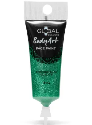 Global Bodyart Green Glitter 15ml Tube Liquid Makeup