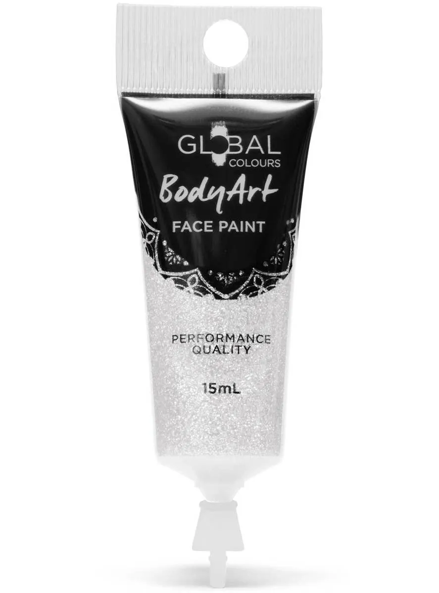 Global Bodyart Holographic White Glitter 15ml Tube Makeup