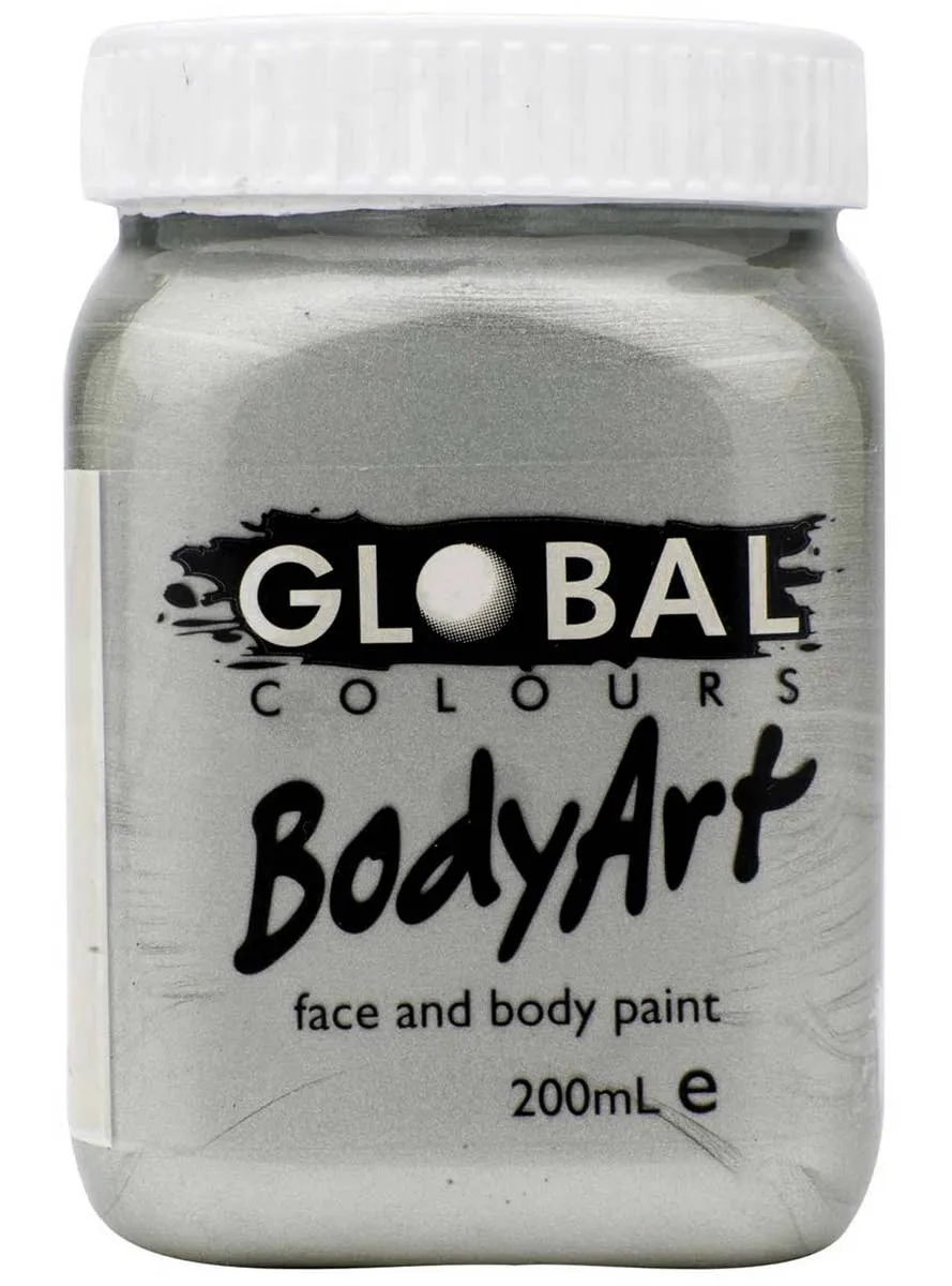 Global BodyArt Metallic Silver 200ml Liquid Makeup