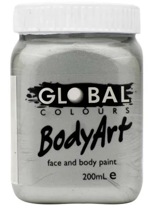 Global BodyArt Metallic Silver 200ml Liquid Makeup