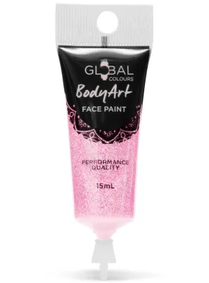 Global Bodyart Pink Glitter 15ml Tube Liquid Makeup
