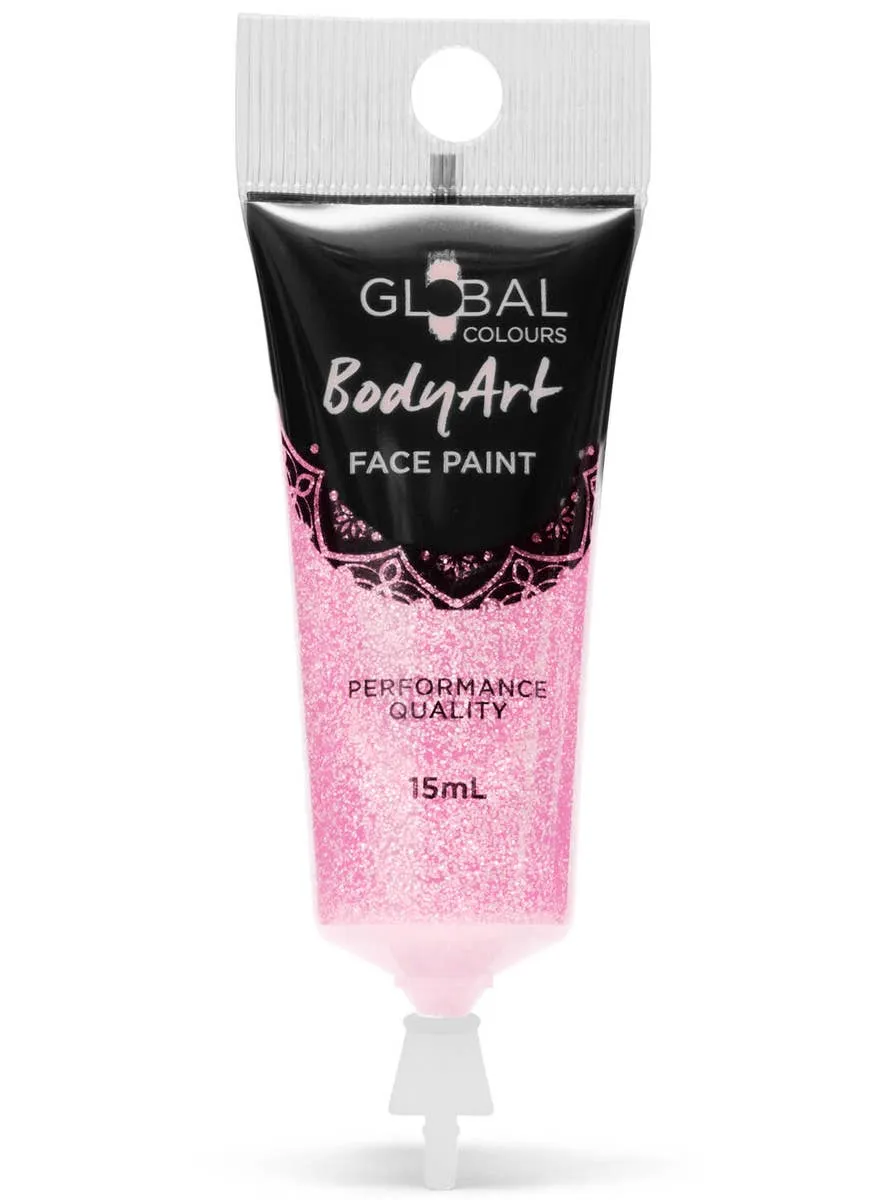Global Bodyart Pink Glitter 15ml Tube Liquid Makeup
