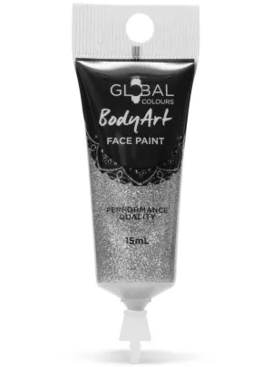 Global Bodyart Silver Glitter 15ml Tube Liquid Makeup