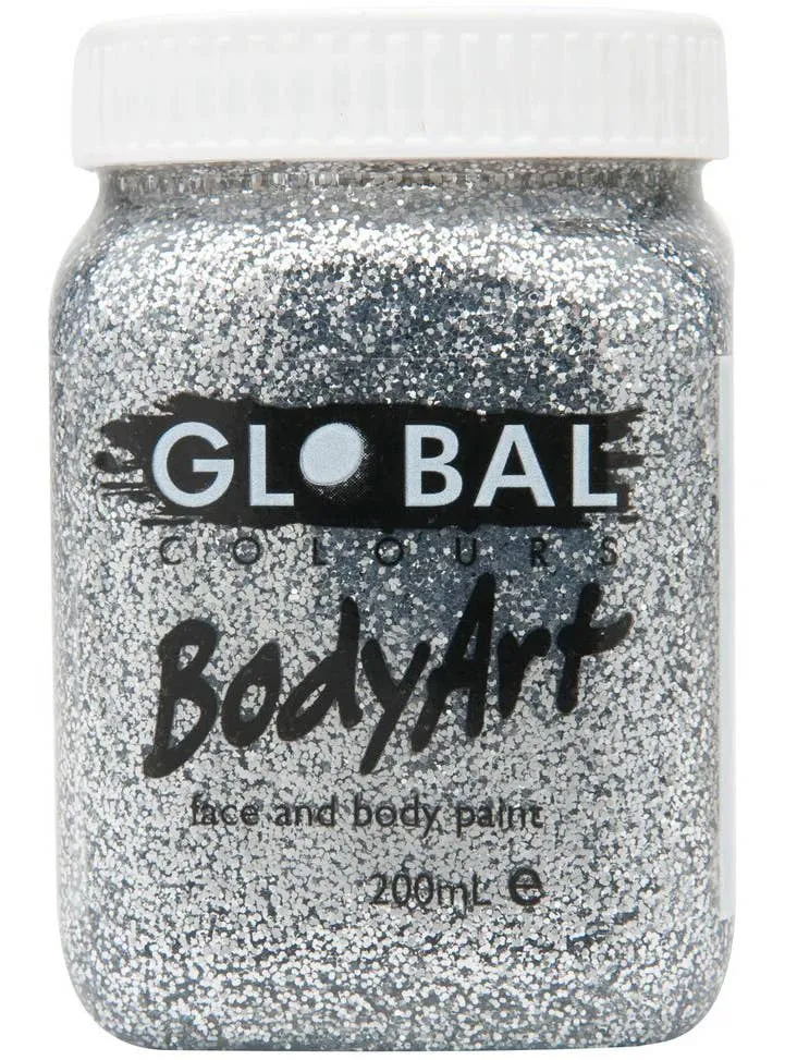 Global BodyArt Silver Glitter 200ml Costume Makeup