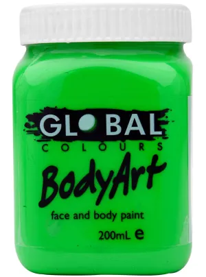 Global BodyArt UV Neon Green 200ml Liquid Makeup