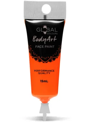Global Bodyart UV Neon Orange 15ml Tube Liquid Makeup