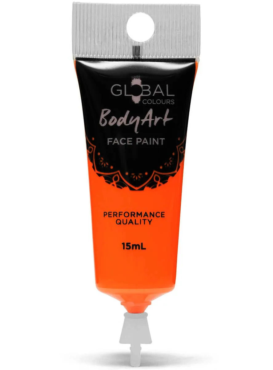 Global Bodyart UV Neon Orange 15ml Tube Liquid Makeup