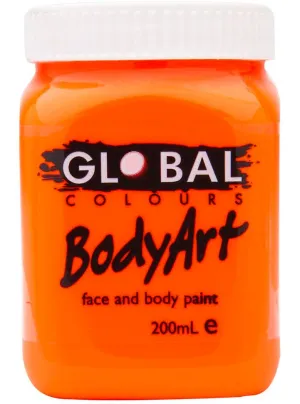 Global BodyArt UV Neon Orange 200ml Liquid Makeup