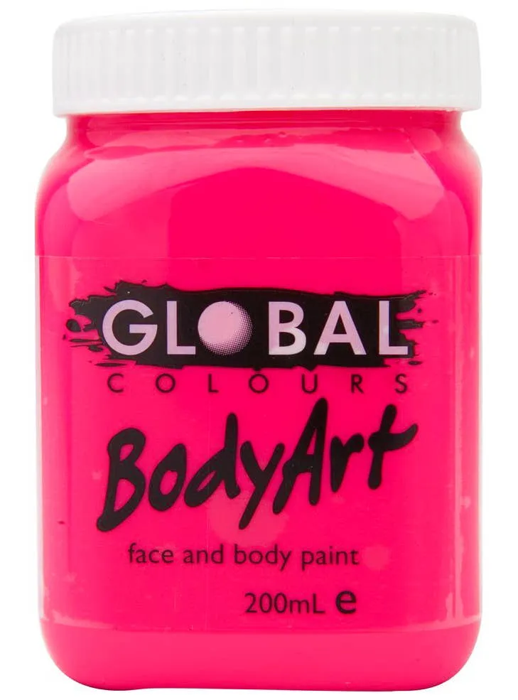 Global BodyArt UV Neon Pink 200ml Liquid Makeup