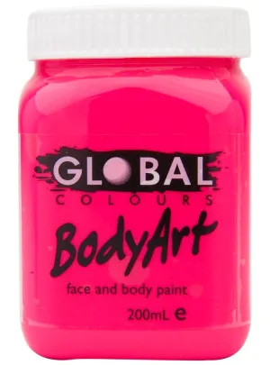 Global BodyArt UV Neon Pink 200ml Liquid Makeup