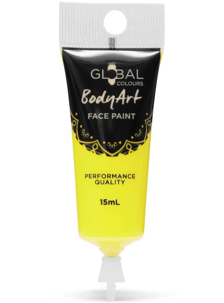 Global Bodyart UV Neon Yellow 15ml Tube Liquid Makeup